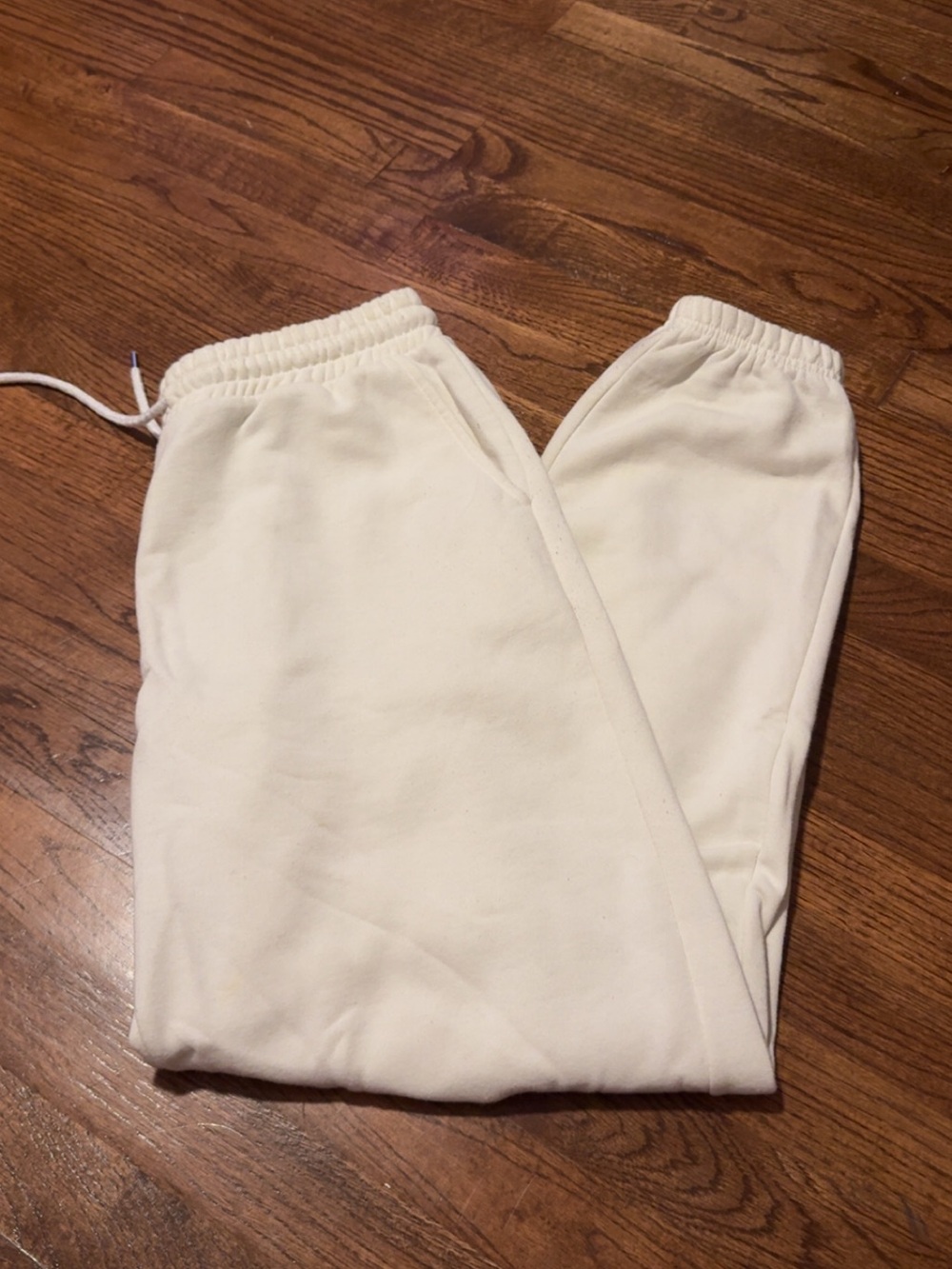 Women’s Cream Cozy Fleece Sweatpants - Elastic Waist